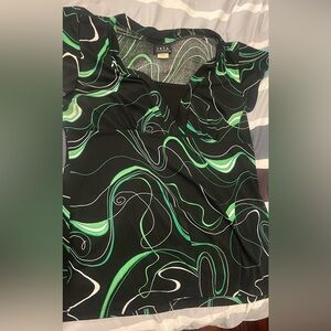 IKLA Women's Black and Green Swirl Top